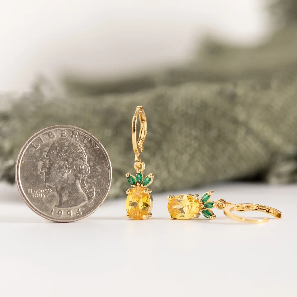 Pineapple Huggie Earrings - Only 1 left! - Picture 6 of 6